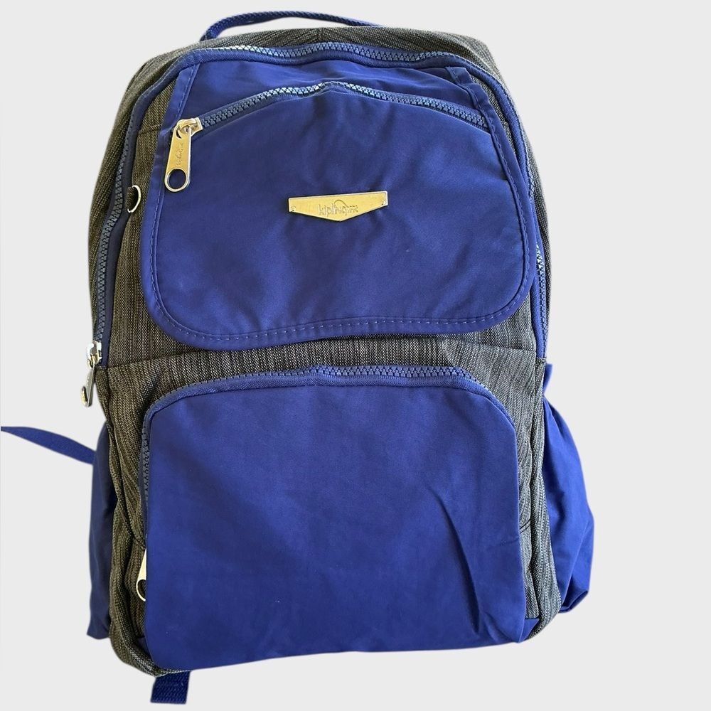 Kipling Lightweight Nylon Backpack Blue Gray Travel School Laptop Bag